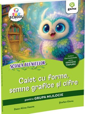 Caiet cu forme, semne grafice și cifre pentru grupa mijlocie
