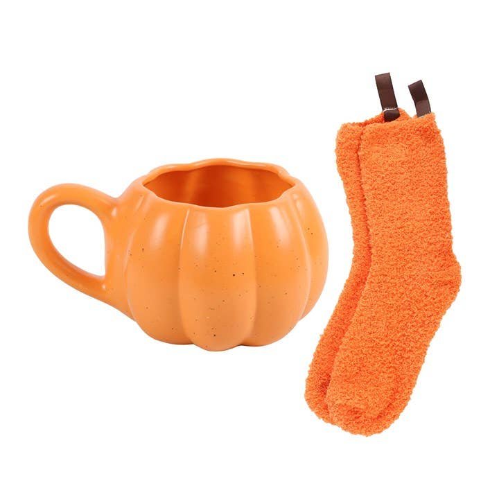 pumpkin shaped autumn mug and socks set pumpkin shaped autumn mug and socks set